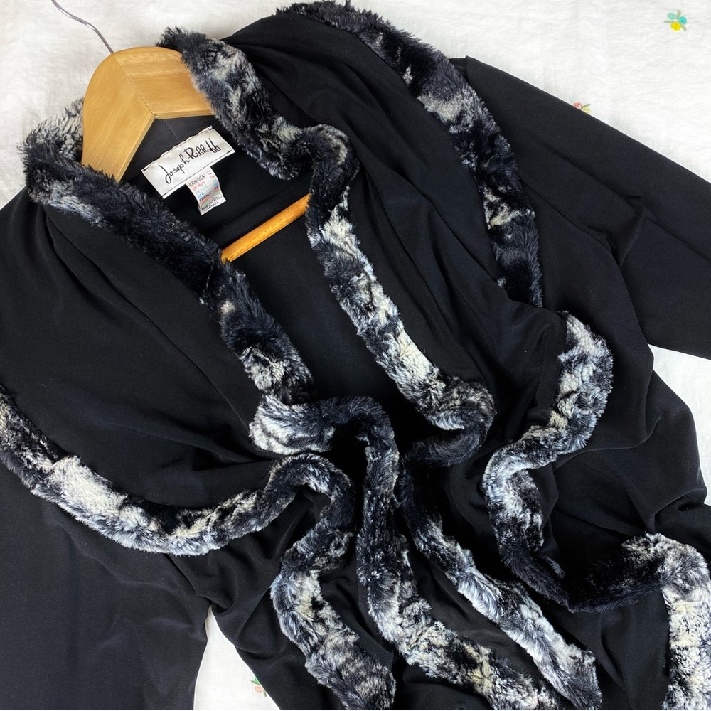 Vintage Joseph Ribkoff black draped ruffled duster - Picture 5 of 10